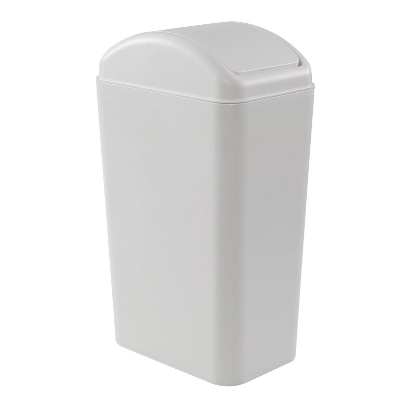 Cand 14 L Small Plastic Garbage Can, Slim Swing Lid Trash Bins, Light Grey - Image 1